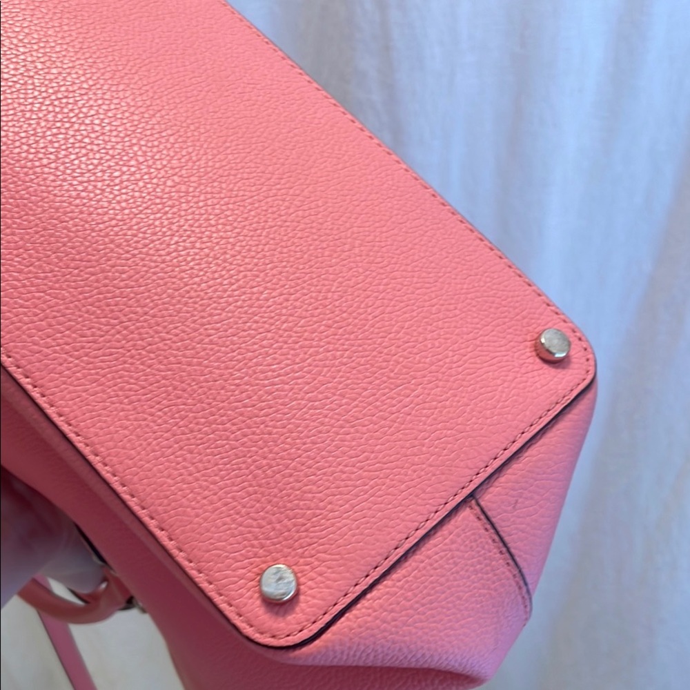 Kate Spade Coral Pink Evangeline Satchel with Structured Elegance - Picture 15 of 16